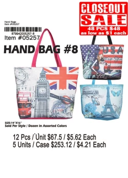 Hand Bags-8 - Closeout 48 Pcs.